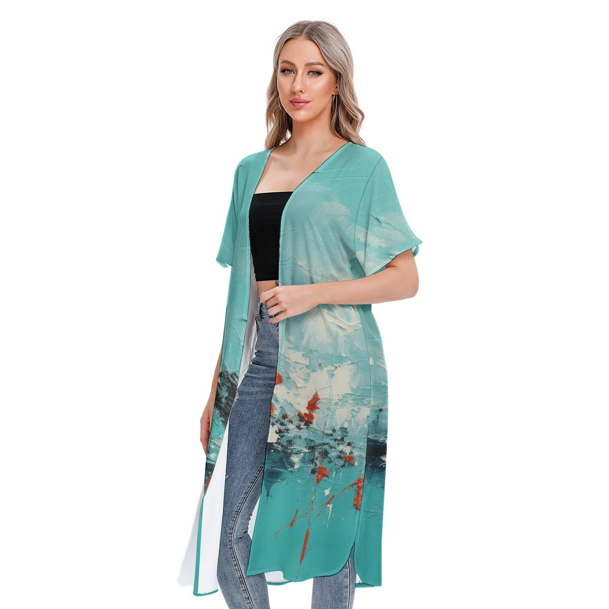 All-Over Print Women's Short Sleeve Cardigan