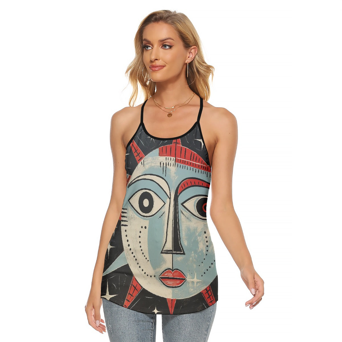 All-Over Print Women's Criss-Cross Open Back Tank Top