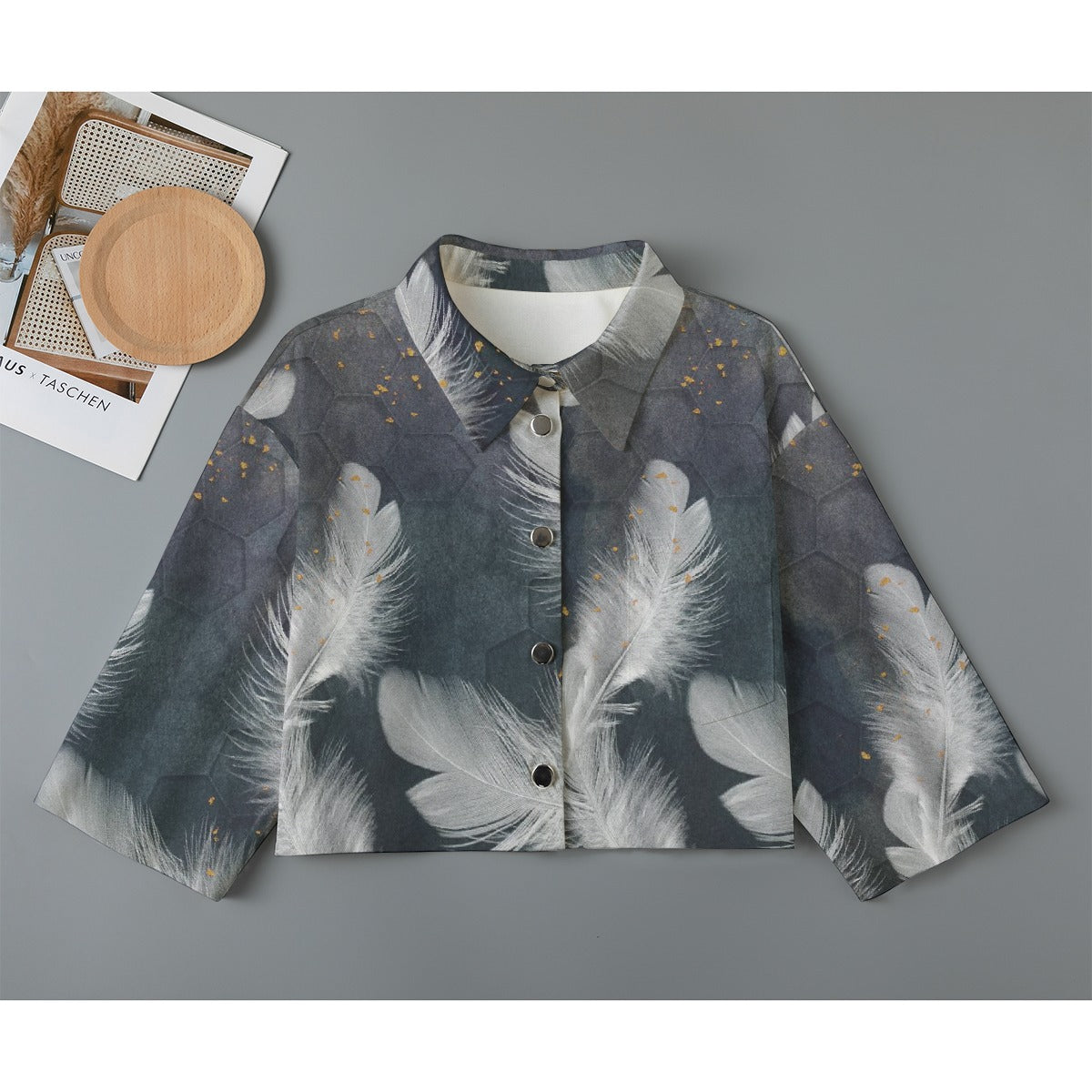 All-Over Print Women's Cropped Jacket | 245GSM Cotton