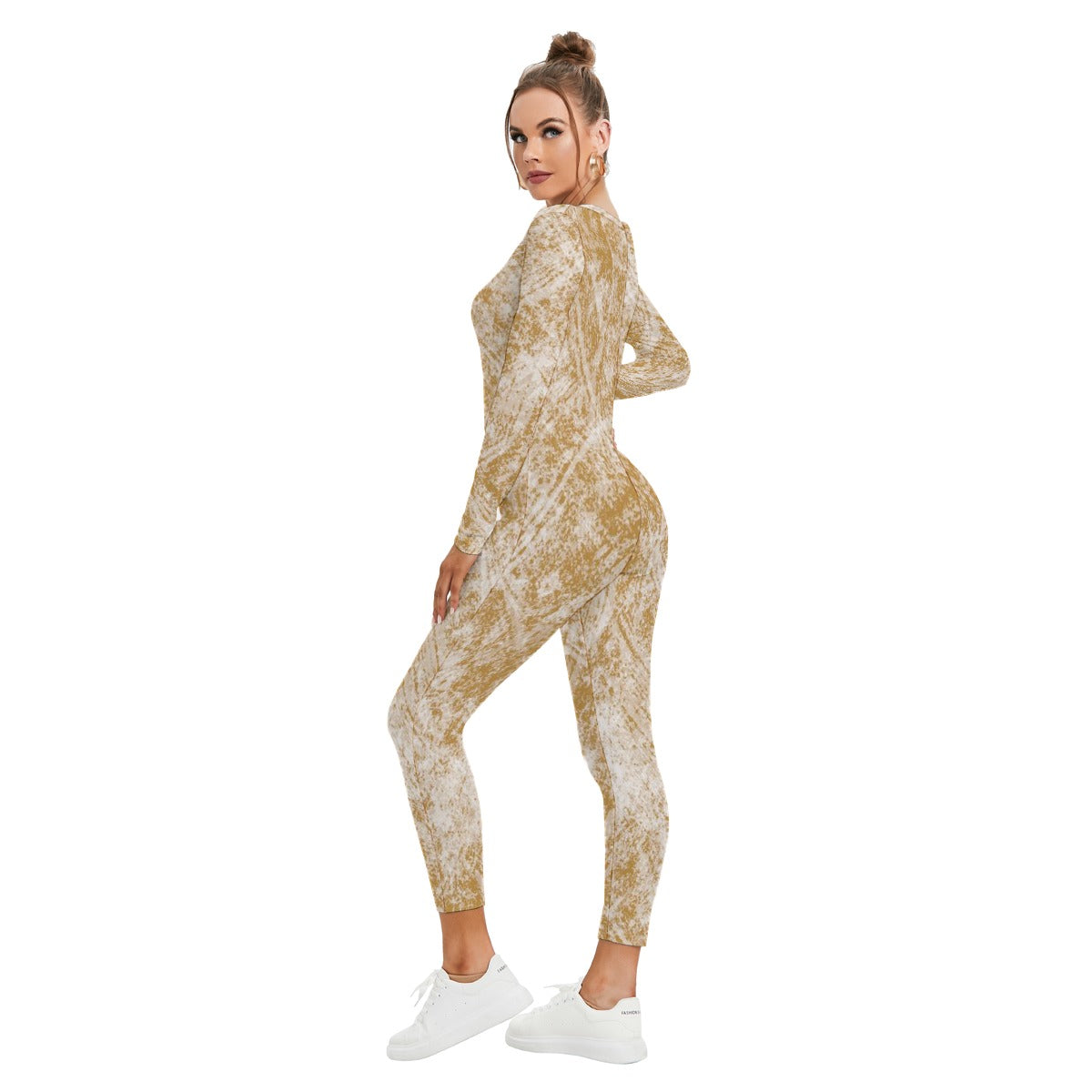 All-Over Print Women's Plunging Neck Jumpsuit