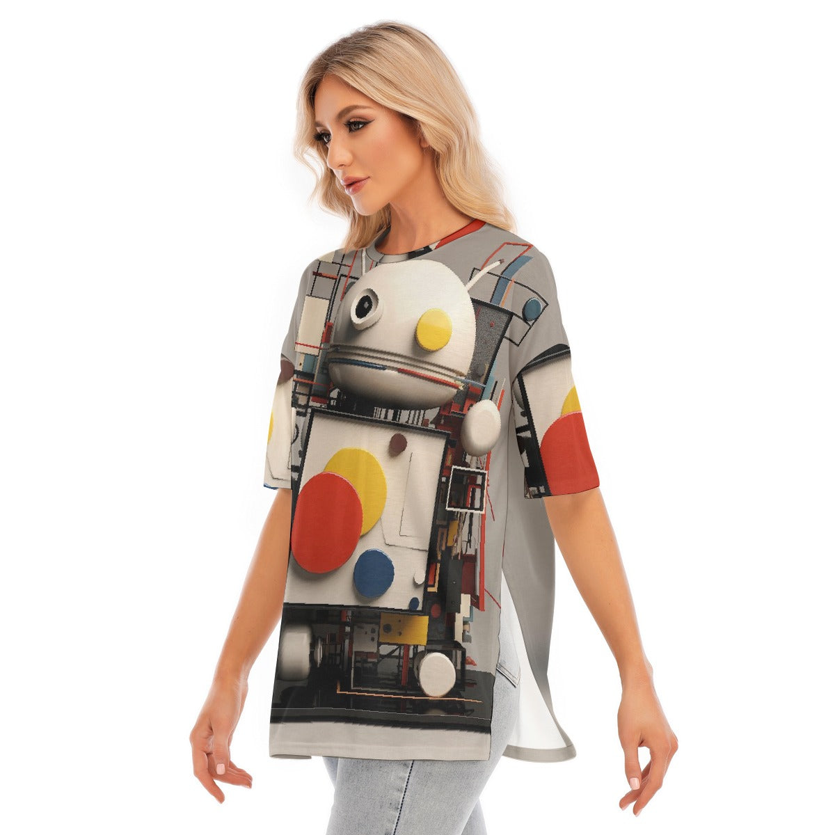 All-Over Print Women's Short Sleeves T-shirt With Hem Split