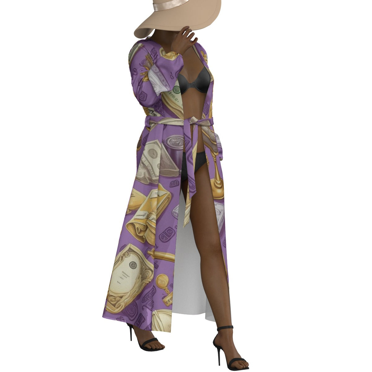 All-Over Print Women's Lace-up Chiffon Robe