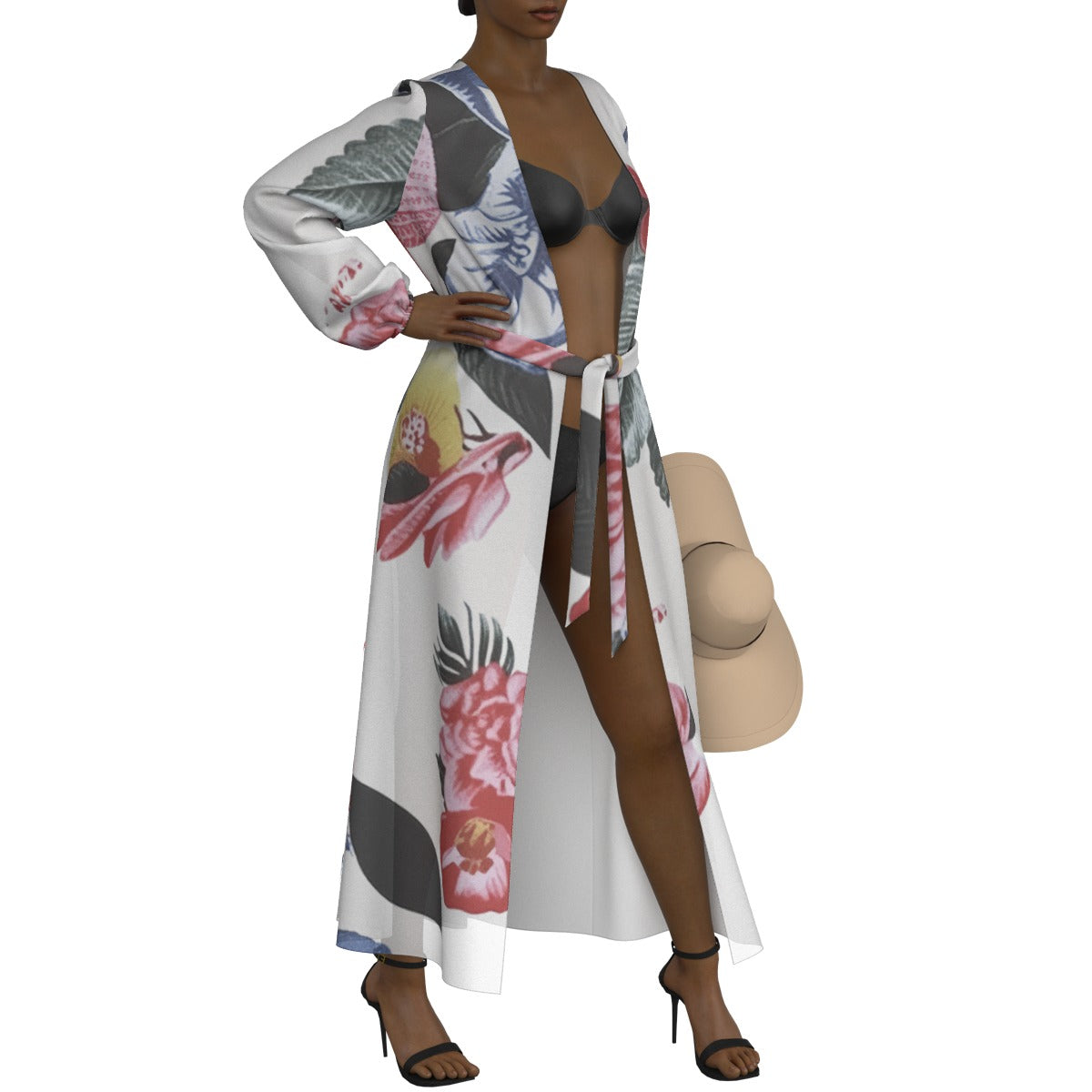 All-Over Print Women's Lace-up Chiffon Robe