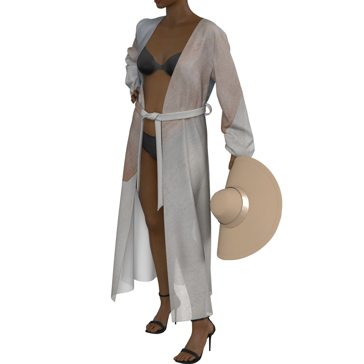 All-Over Print Women's Lace-up Chiffon Robe