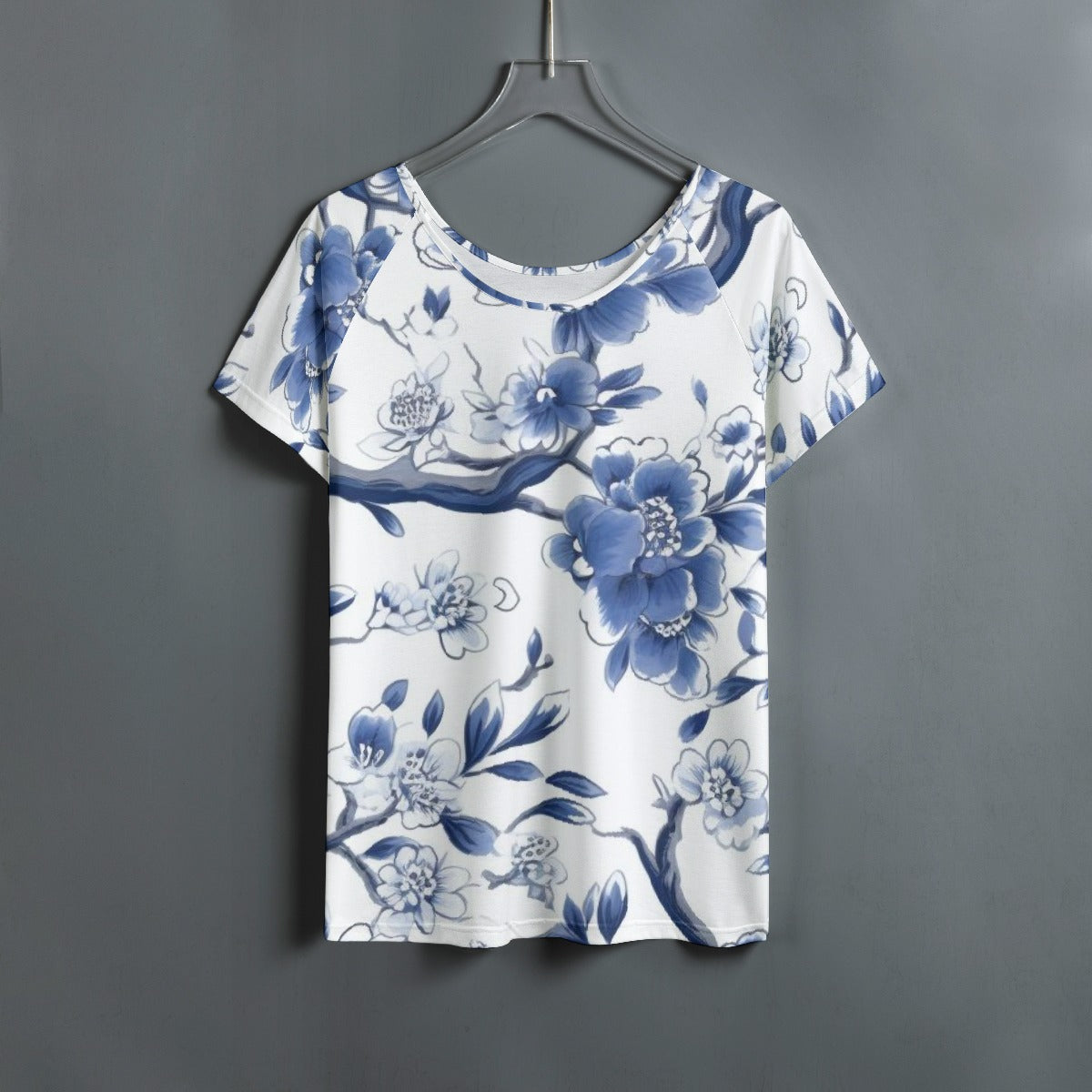 All-Over Print Women's Round Neck T-shirt With Raglan Sleeve