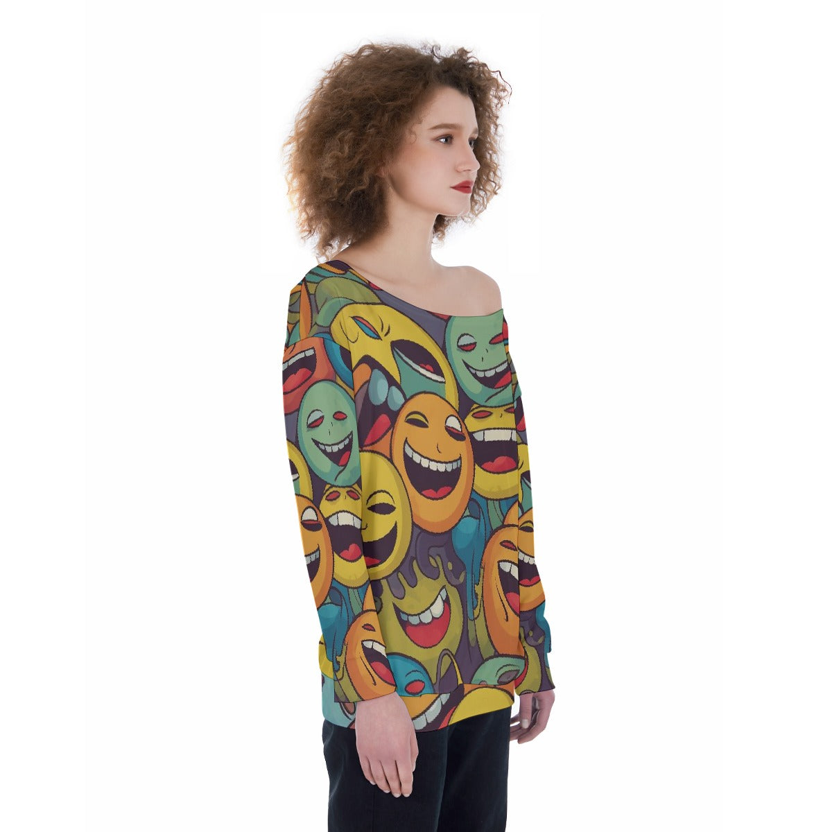 All-Over Print Oversized Women's Off-Shoulder Sweatshirt