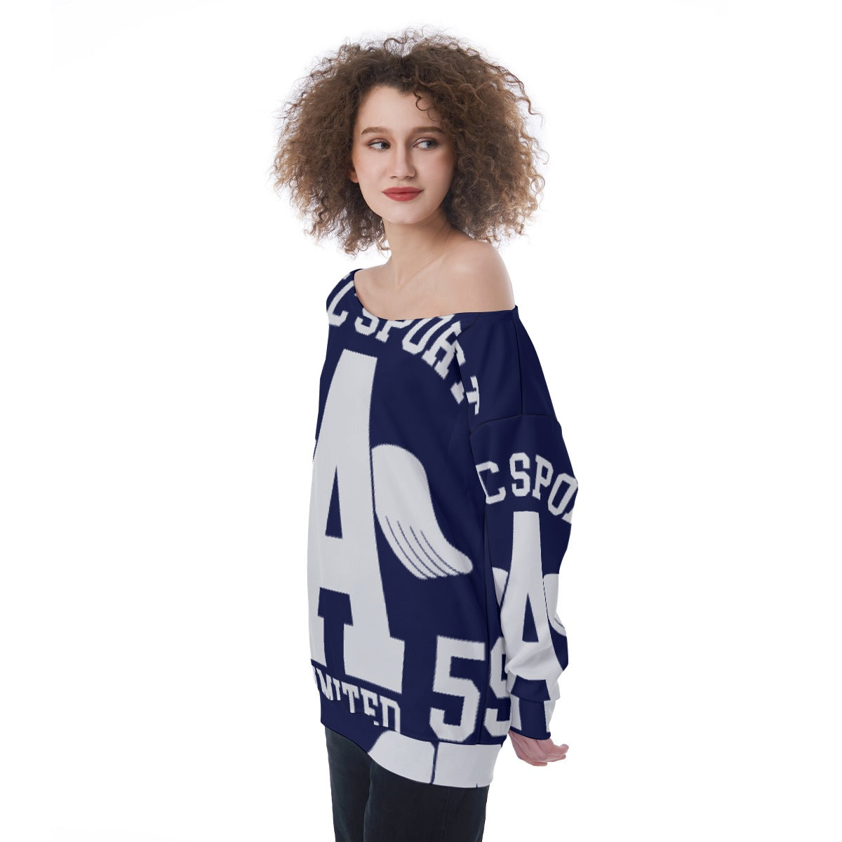 All-Over Print Oversized Women's Off-Shoulder Sweatshirt