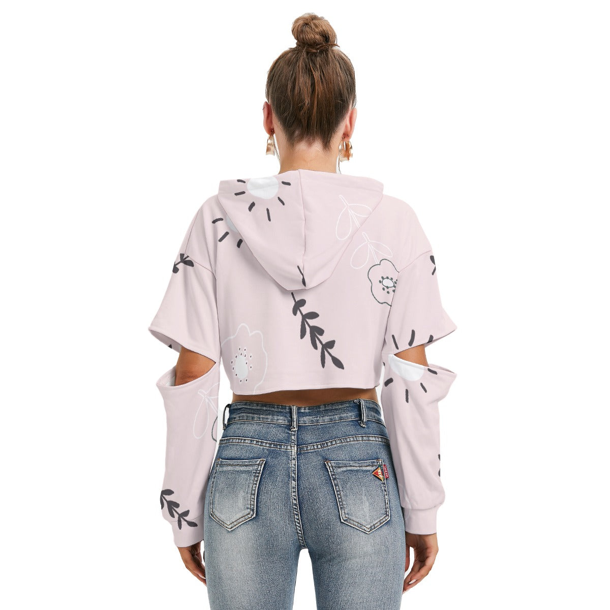 All-Over Print Women's Heavy Fleece Hoodie With Hollow Out Sleeve