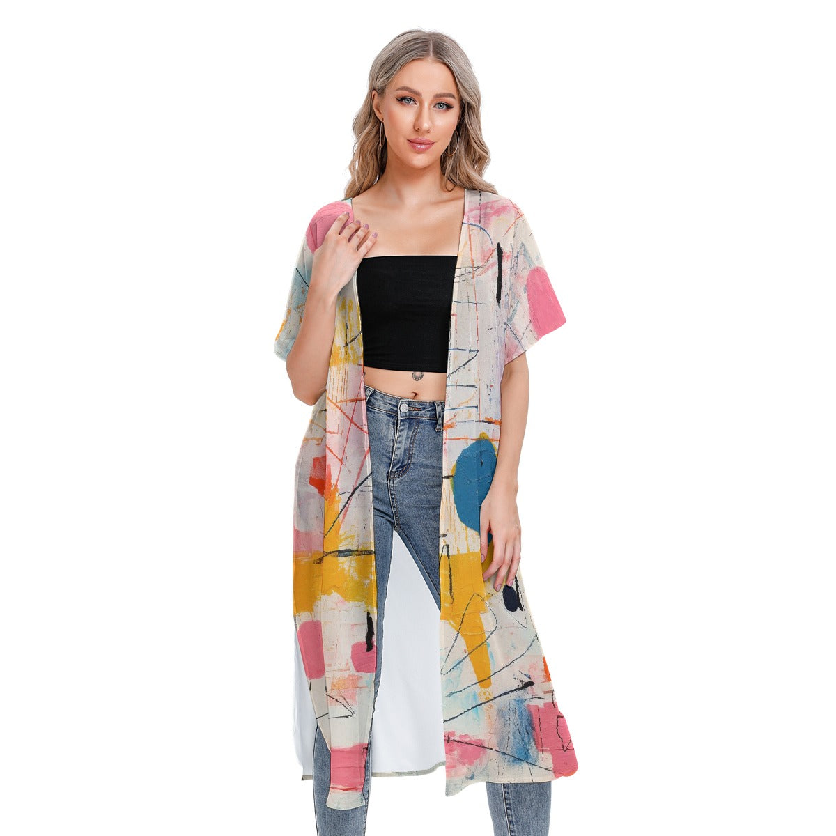 All-Over Print Women's Short Sleeve Cardigan