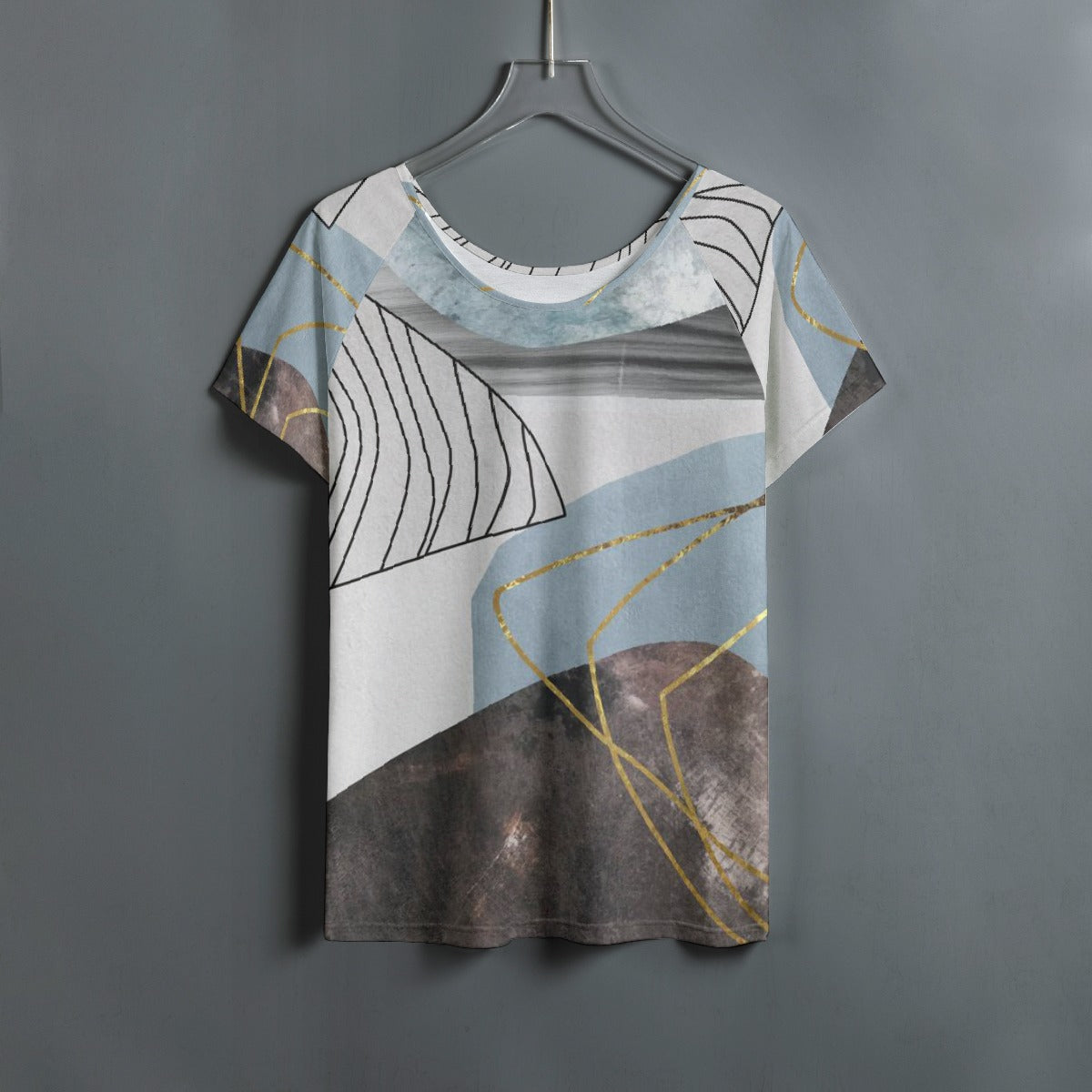 All-Over Print Women's Round Neck T-shirt With Raglan Sleeve