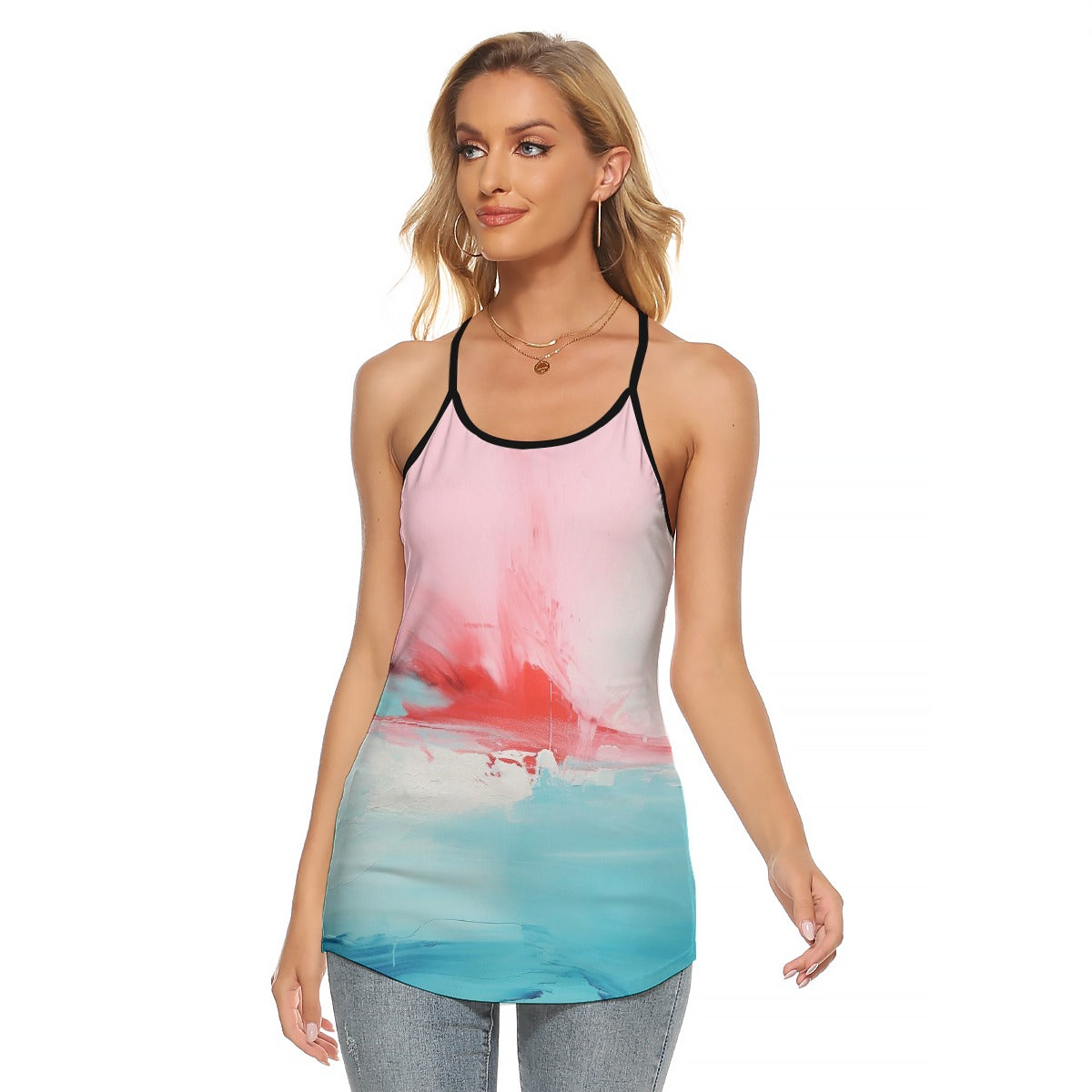 All-Over Print Women's Criss-Cross Open Back Tank Top