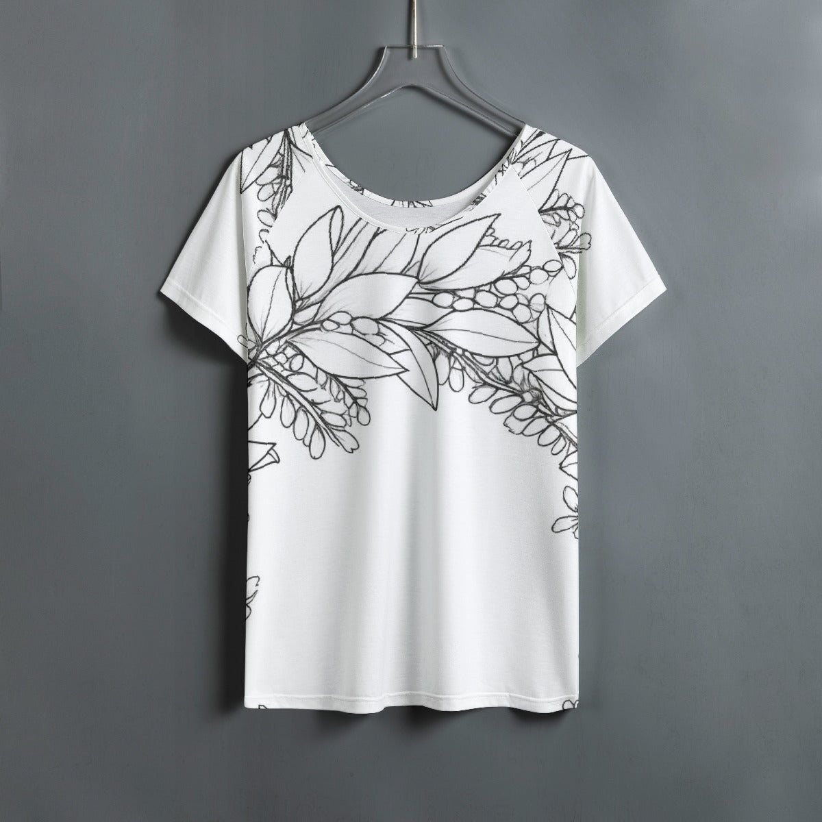 All-Over Print Women's Round Neck T-shirt With Raglan Sleeve