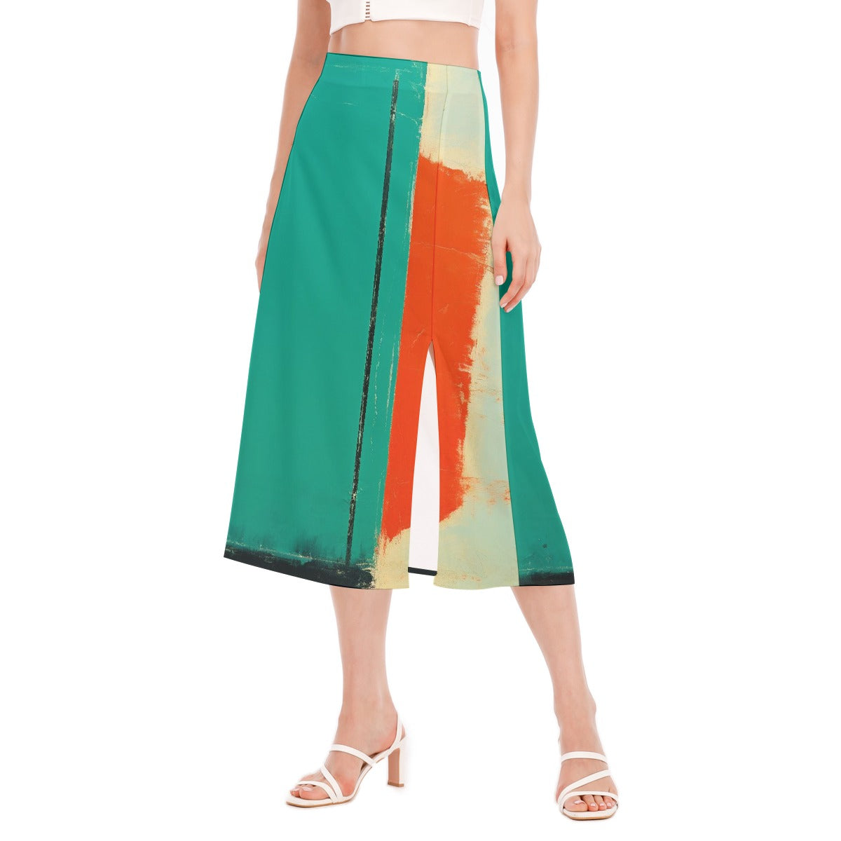 All-Over Print Women's High Slit Long Skirt