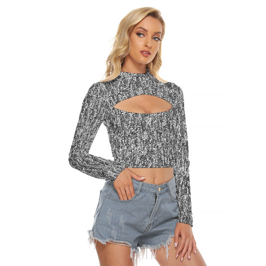 All-Over Print Women's Hollow Chest Keyhole Tight Crop Top