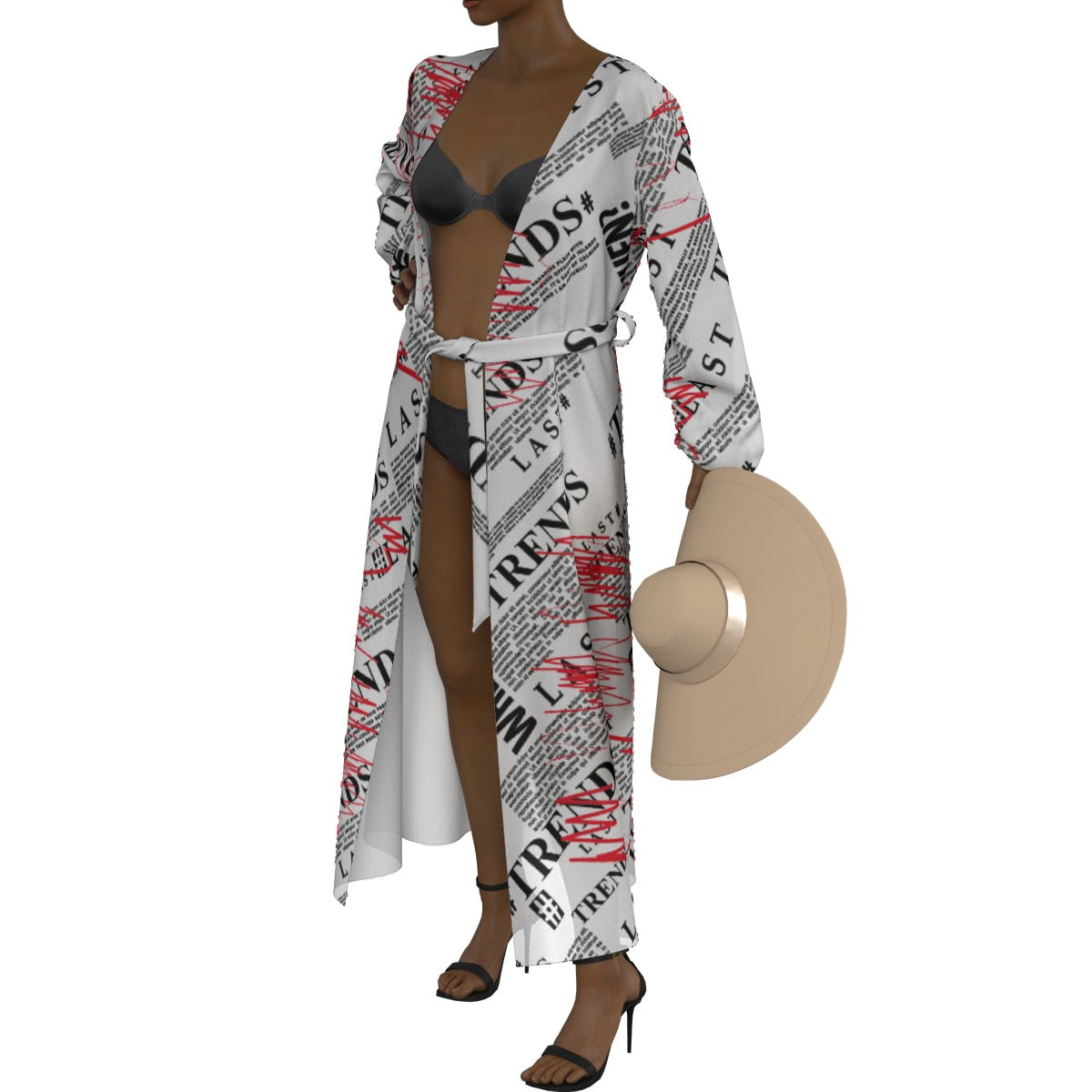 All-Over Print Women's Lace-up Chiffon Robe