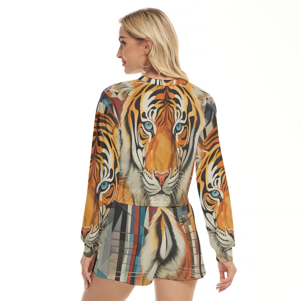 All-Over Print Women's Short Sweatshirt And Pants Suit