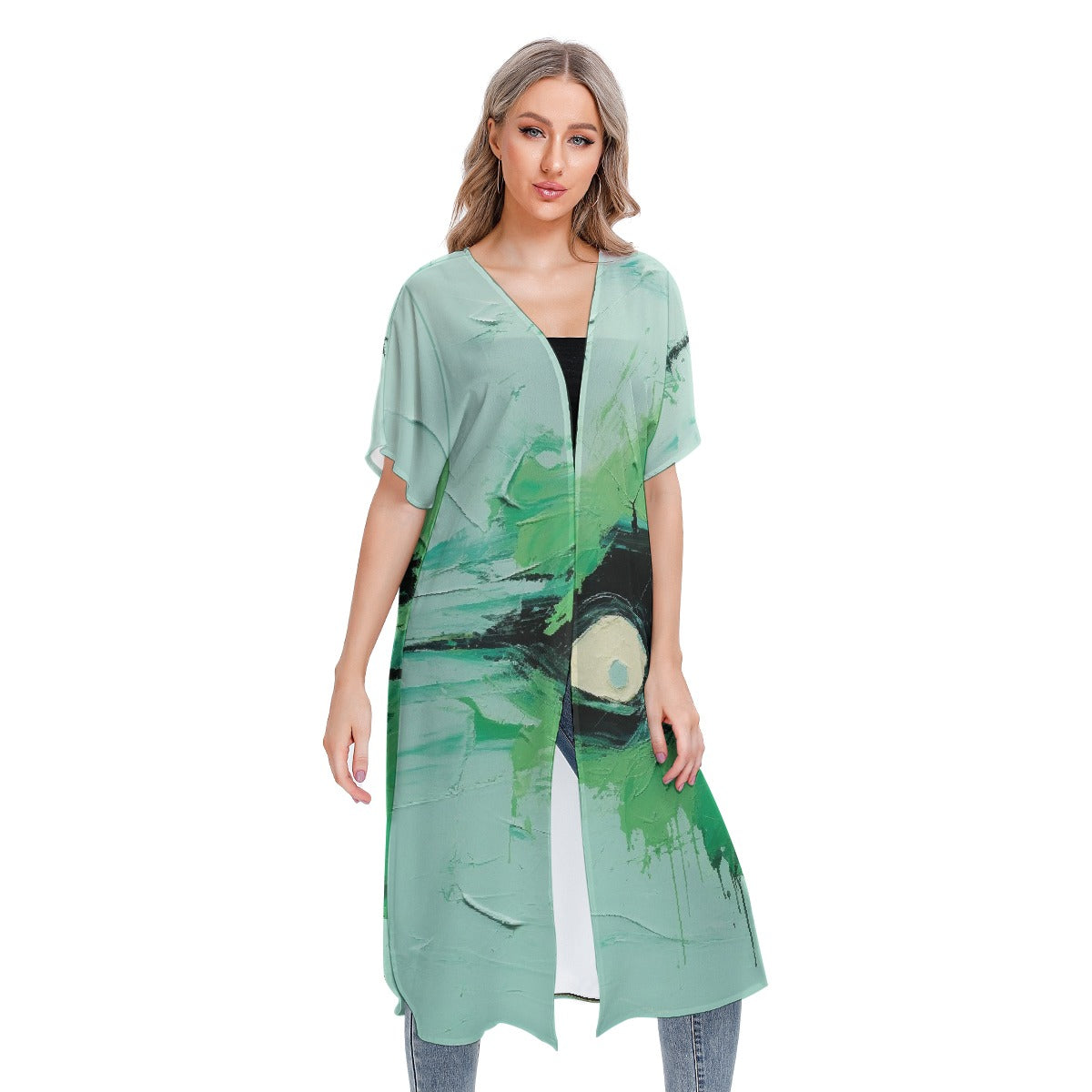 All-Over Print Women's Short Sleeve Cardigan