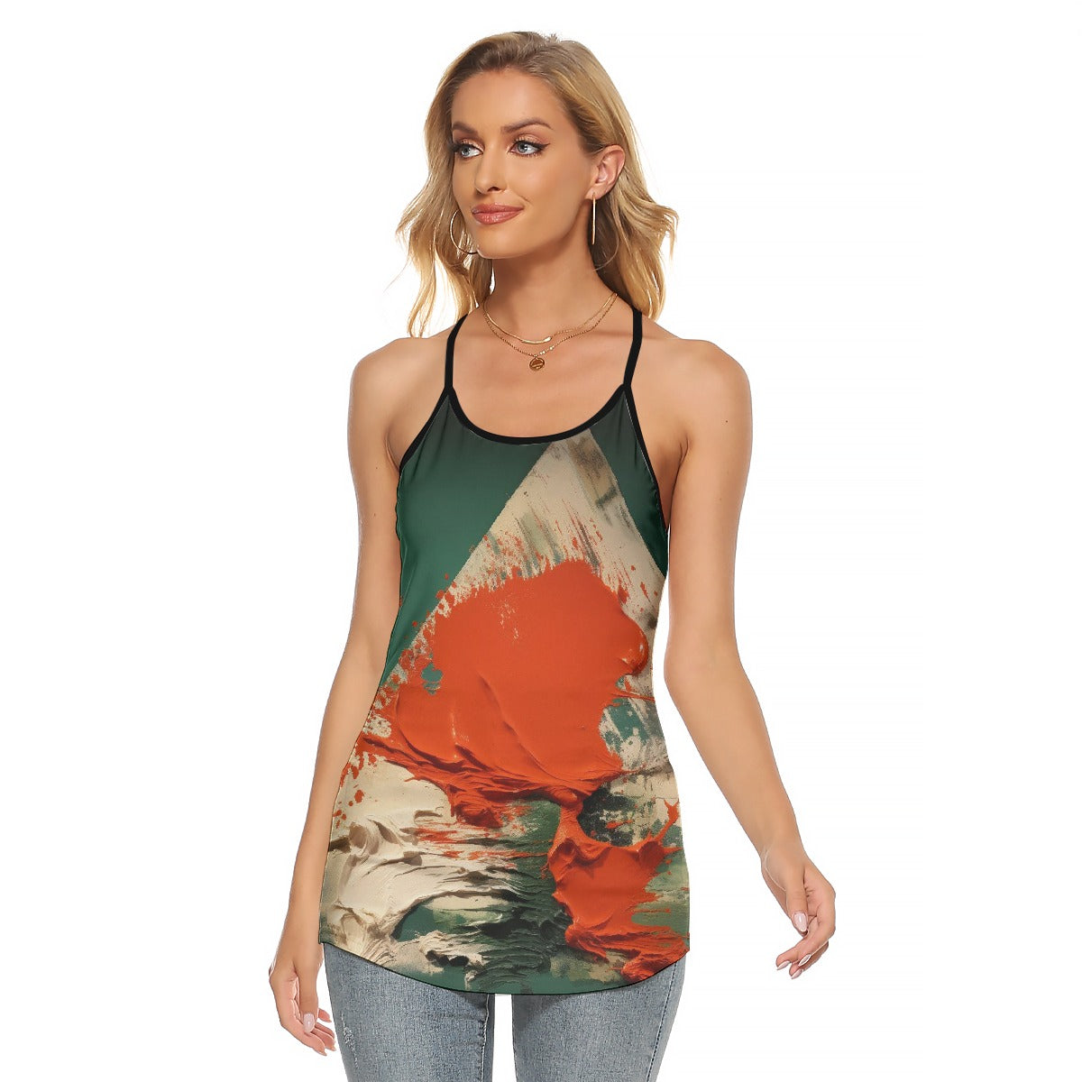 All-Over Print Women's Criss-Cross Open Back Tank Top