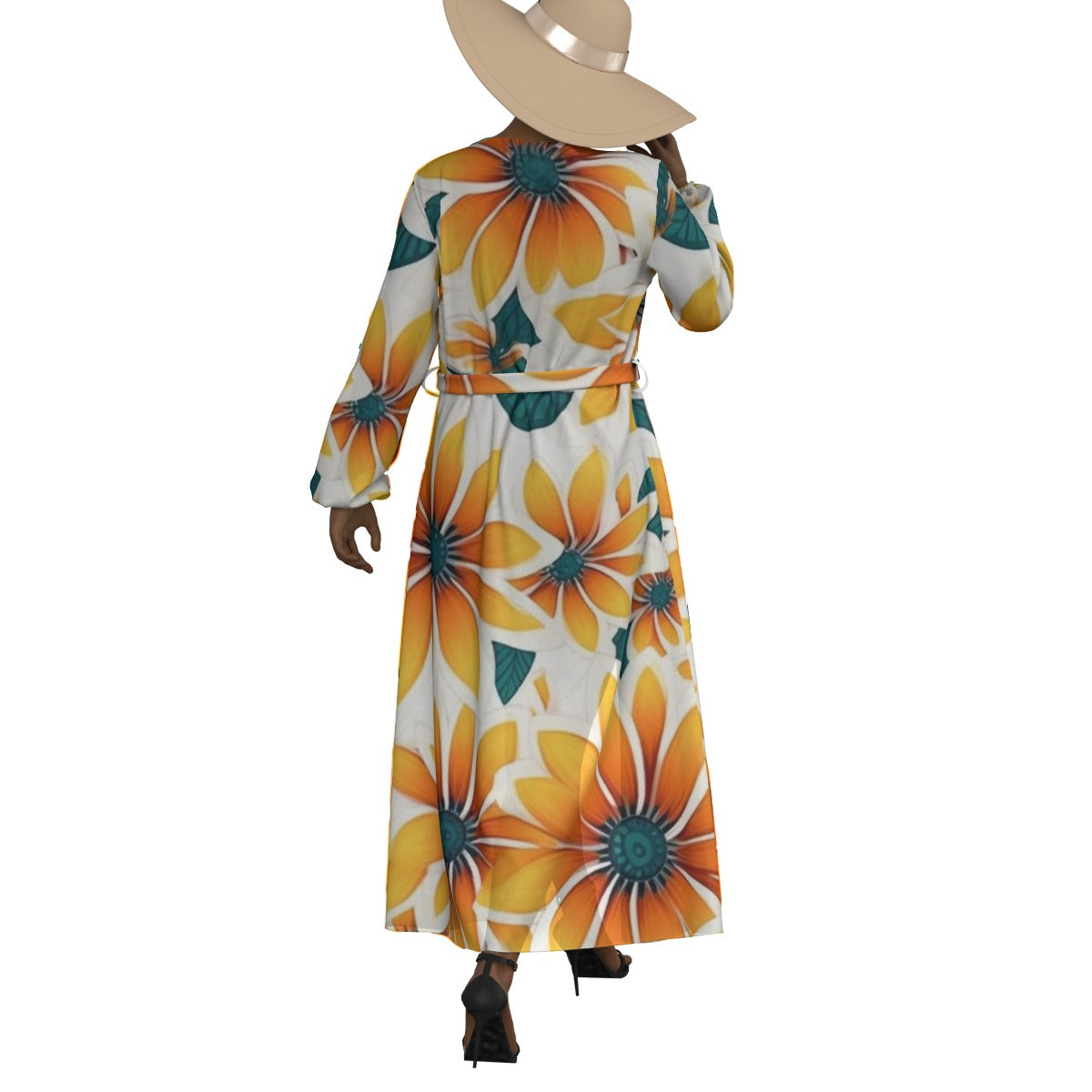 All-Over Print Women's Lace-up Chiffon Robe