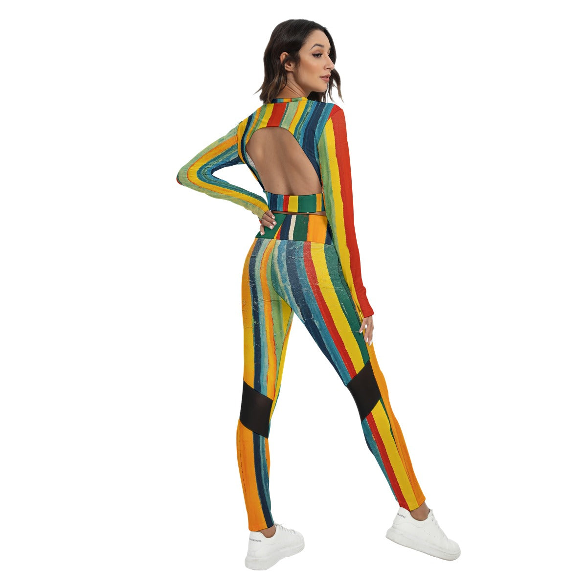 All-Over Print Women's Sport Set With Backless Top And Leggings