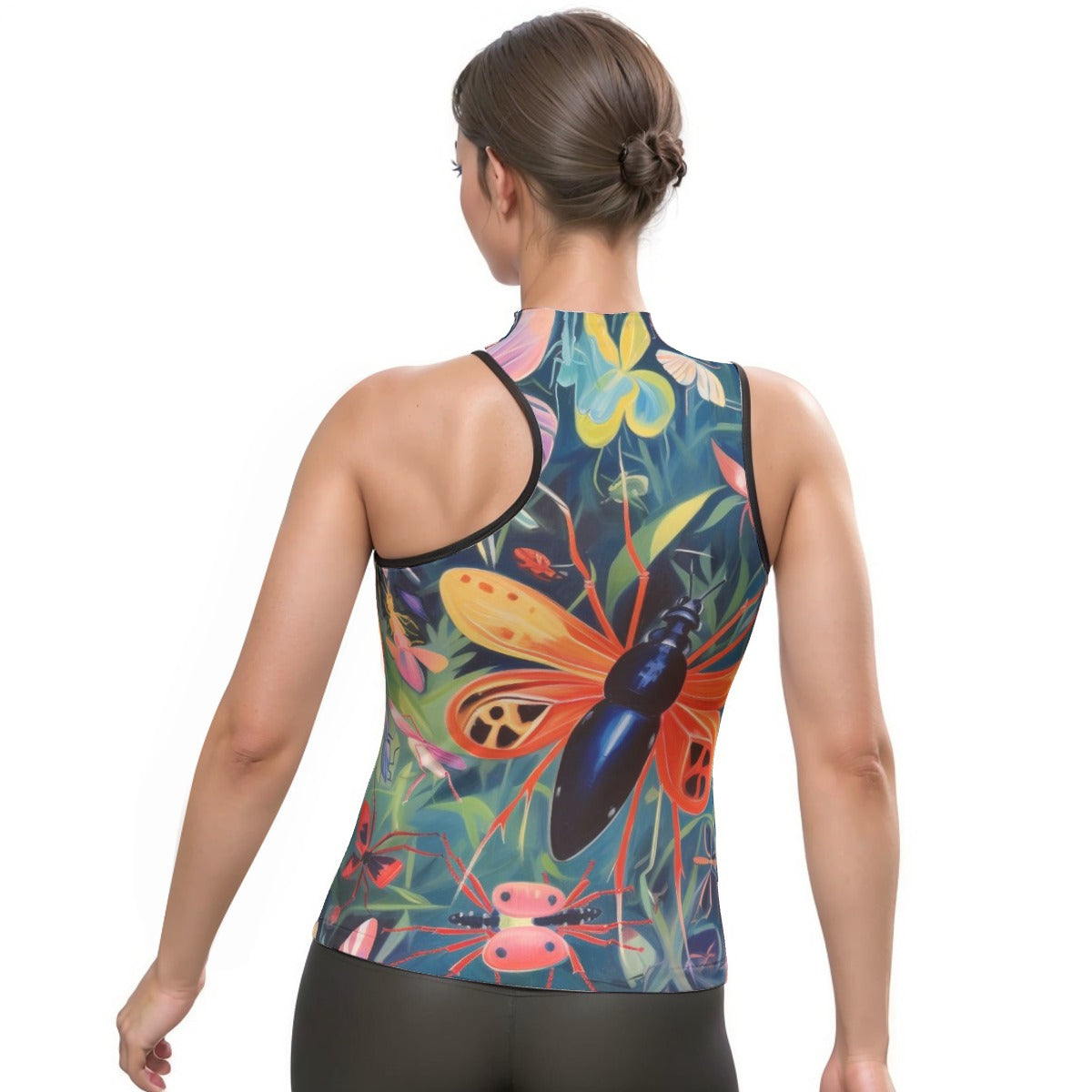 All-Over Print Women's Halter Sleeveless Asymmetrical Tank Top