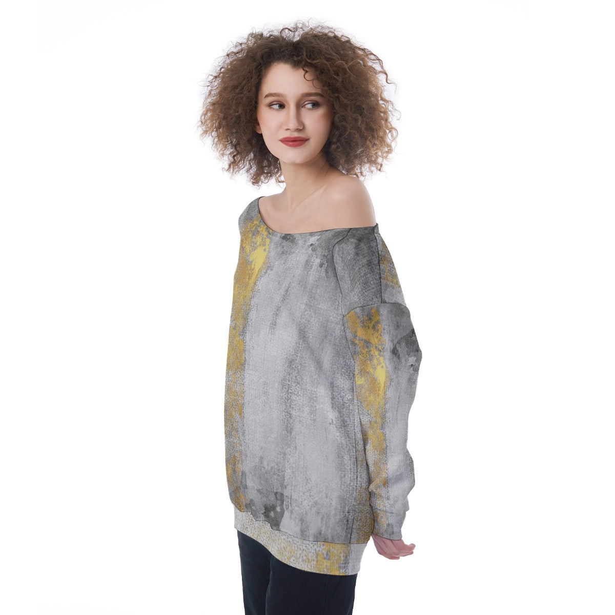 All-Over Print Oversized Women's Off-Shoulder Sweatshirt