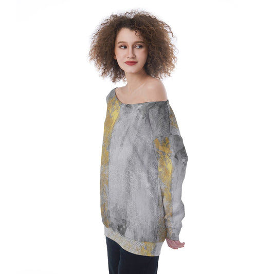 All-Over Print Oversized Women's Off-Shoulder Sweatshirt