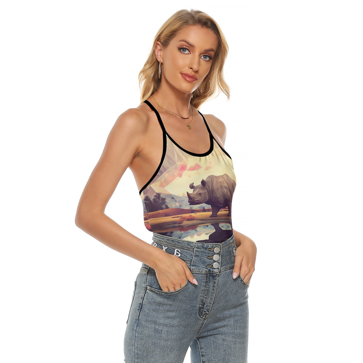 All-Over Print Women's Criss-Cross Open Back Tank Top