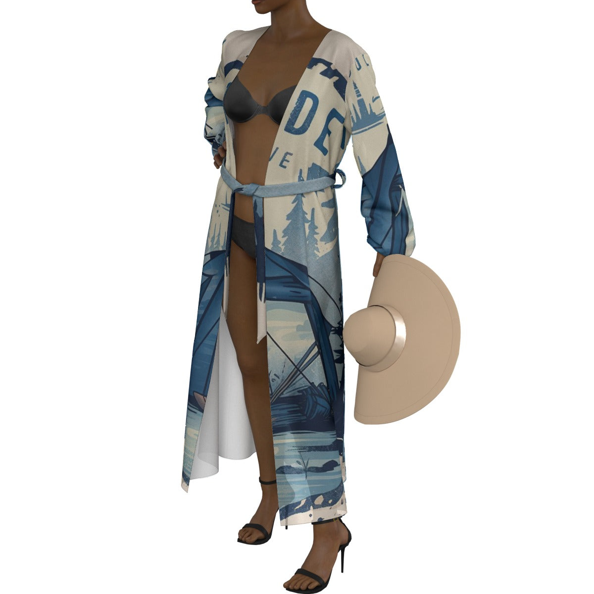 All-Over Print Women's Lace-up Chiffon Robe