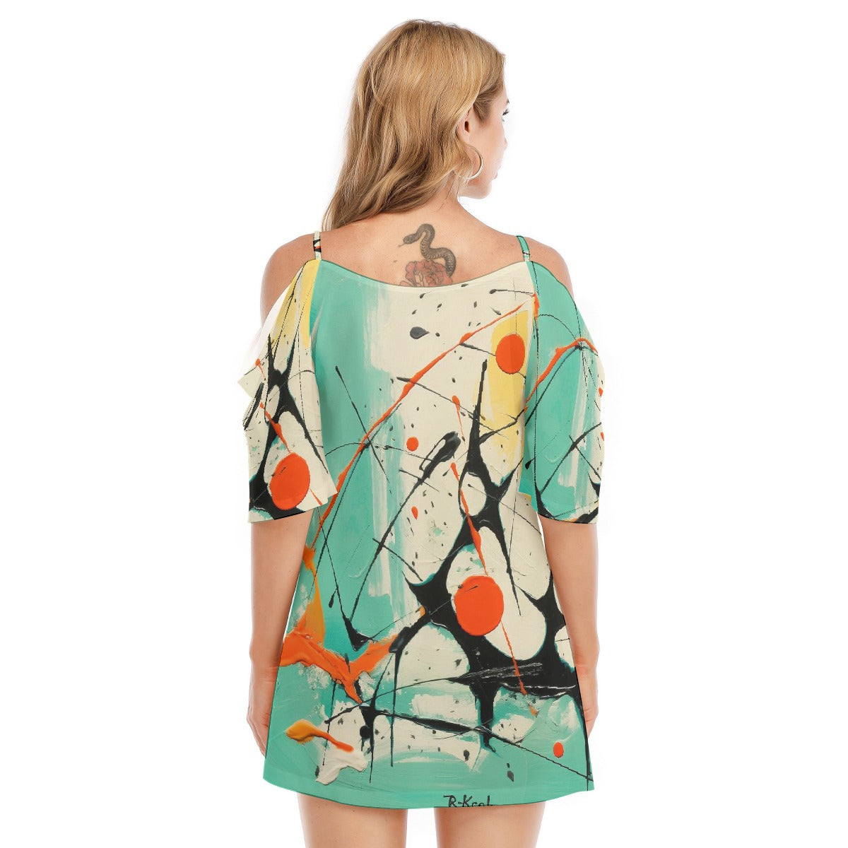 All-Over Print Women's Off-shoulder Cami Dress