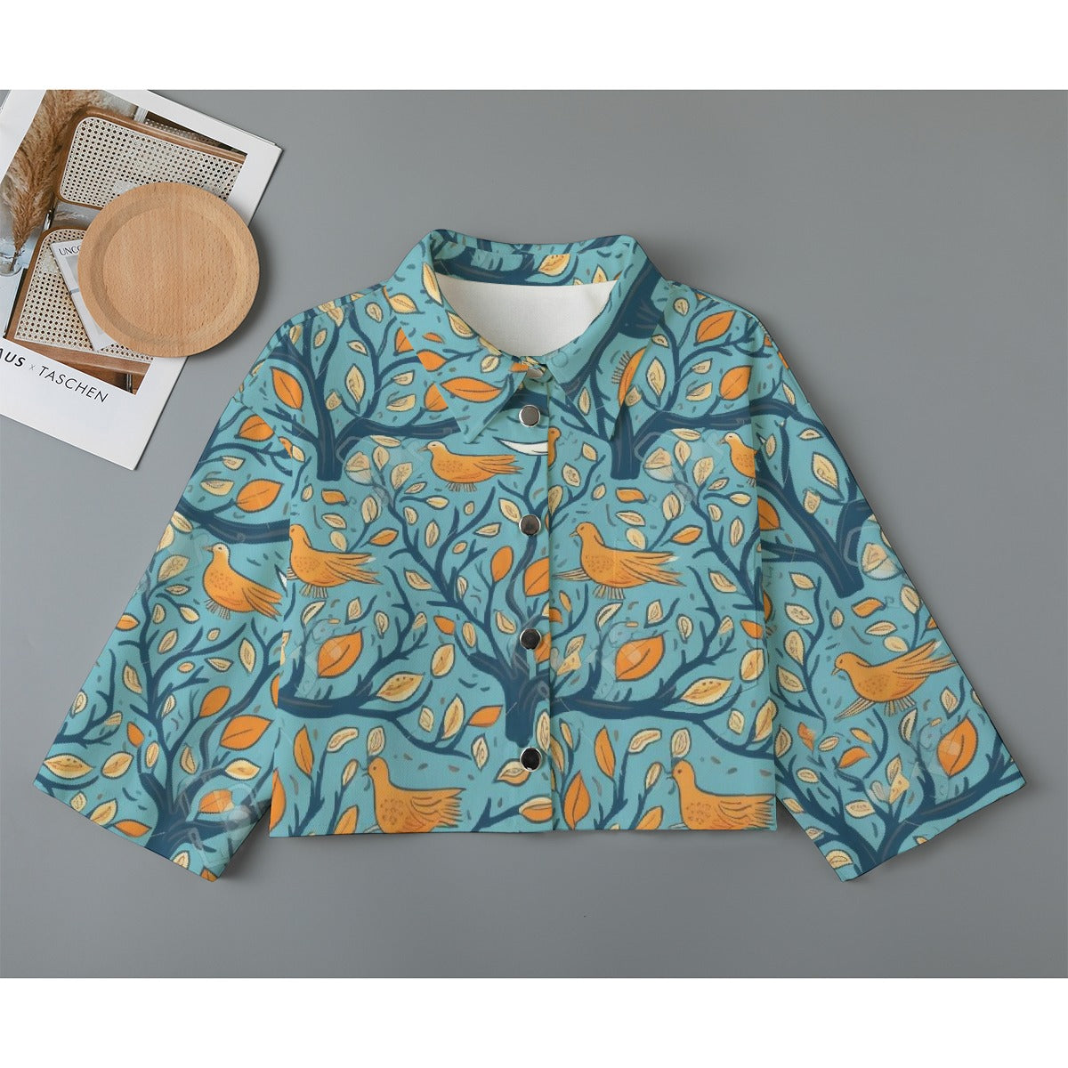 All-Over Print Women's Cropped Jacket | 245GSM Cotton
