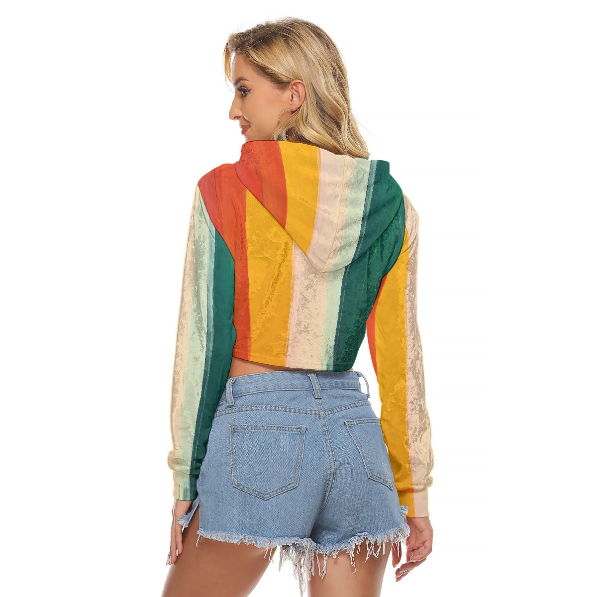 All-Over Print Women's Crop Top Hoodie|Velvet