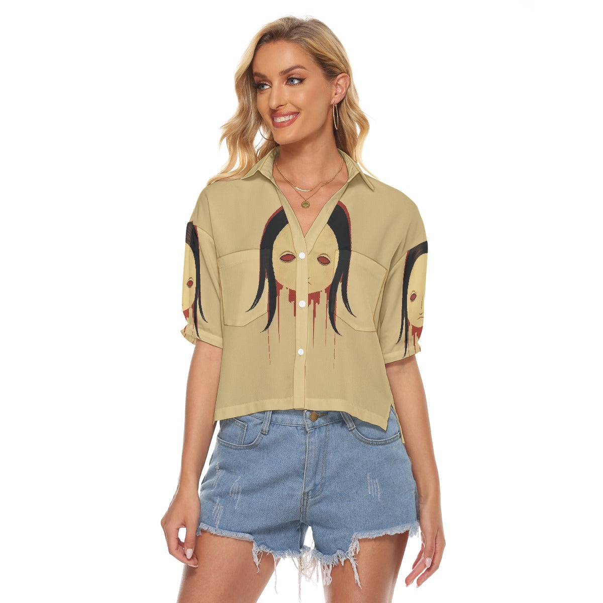 All-Over Print Women's V-neck Shirts