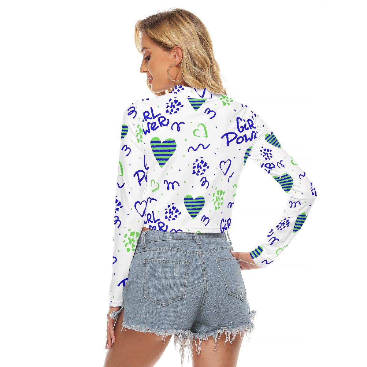 All-Over Print Women's Hollow Chest Keyhole Tight Crop Top