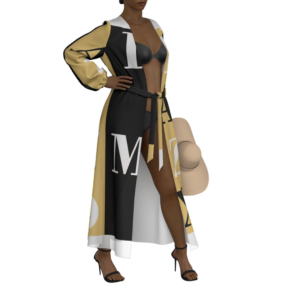 All-Over Print Women's Lace-up Chiffon Robe