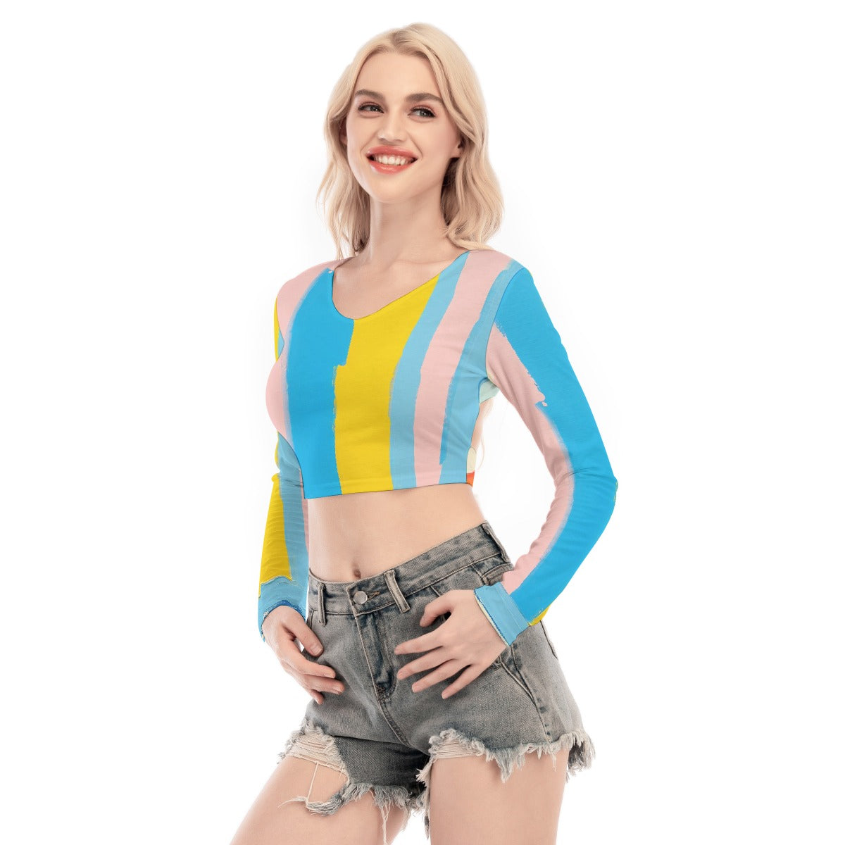 All-Over Print Women's Back Hollow T-shirt With Strap