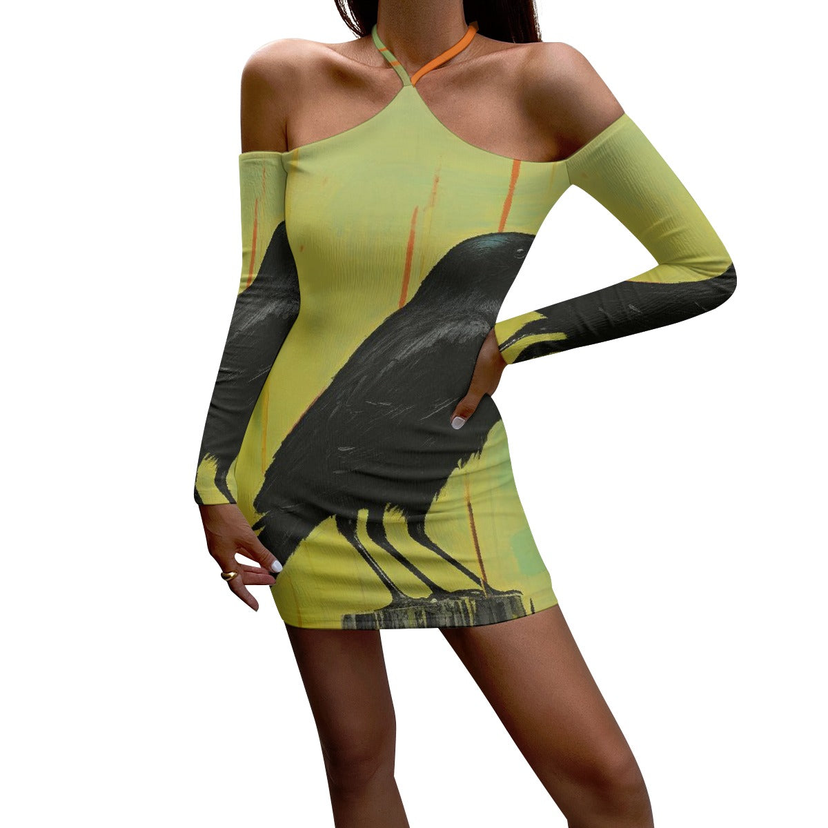 All-Over Print Women's Halter Lace-up Dress