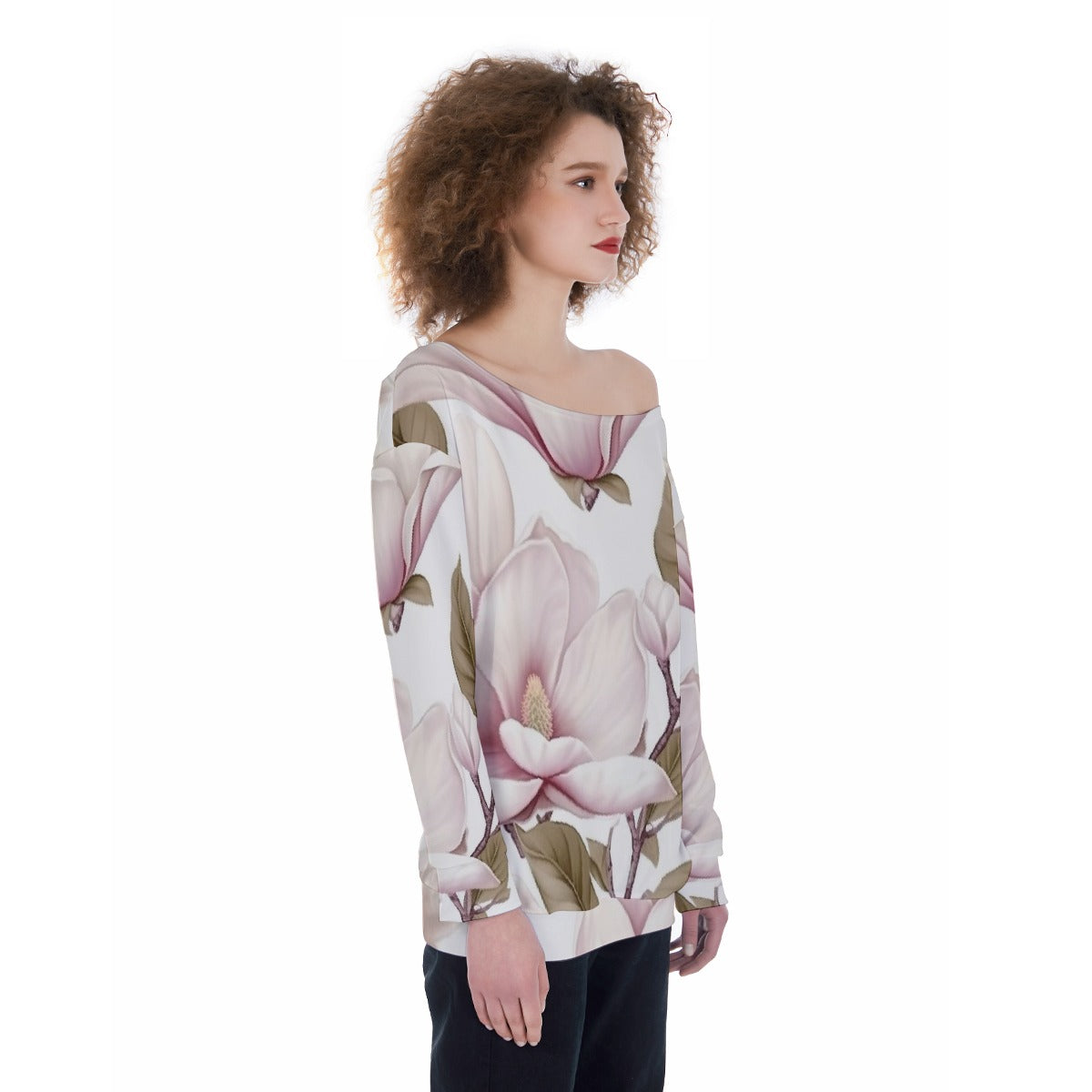 All-Over Print Oversized Women's Off-Shoulder Sweatshirt