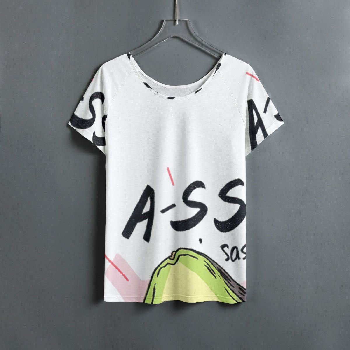 All-Over Print Women's Round Neck T-shirt With Raglan Sleeve