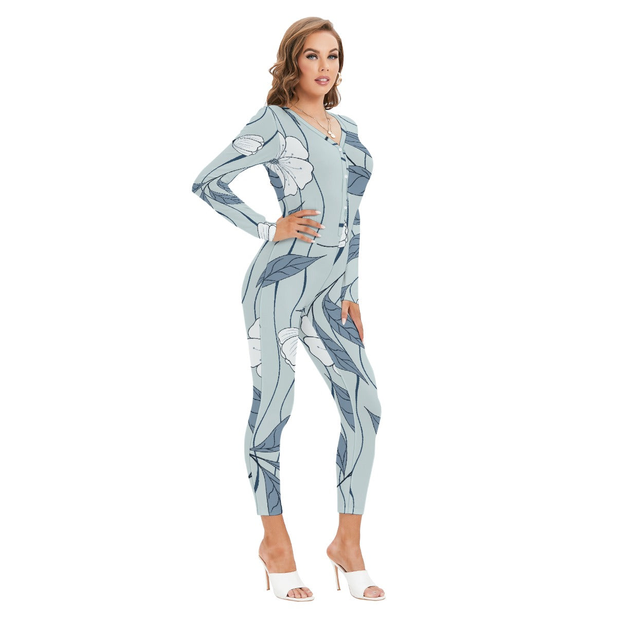 All-Over Print Women's Plunging Neck Jumpsuit