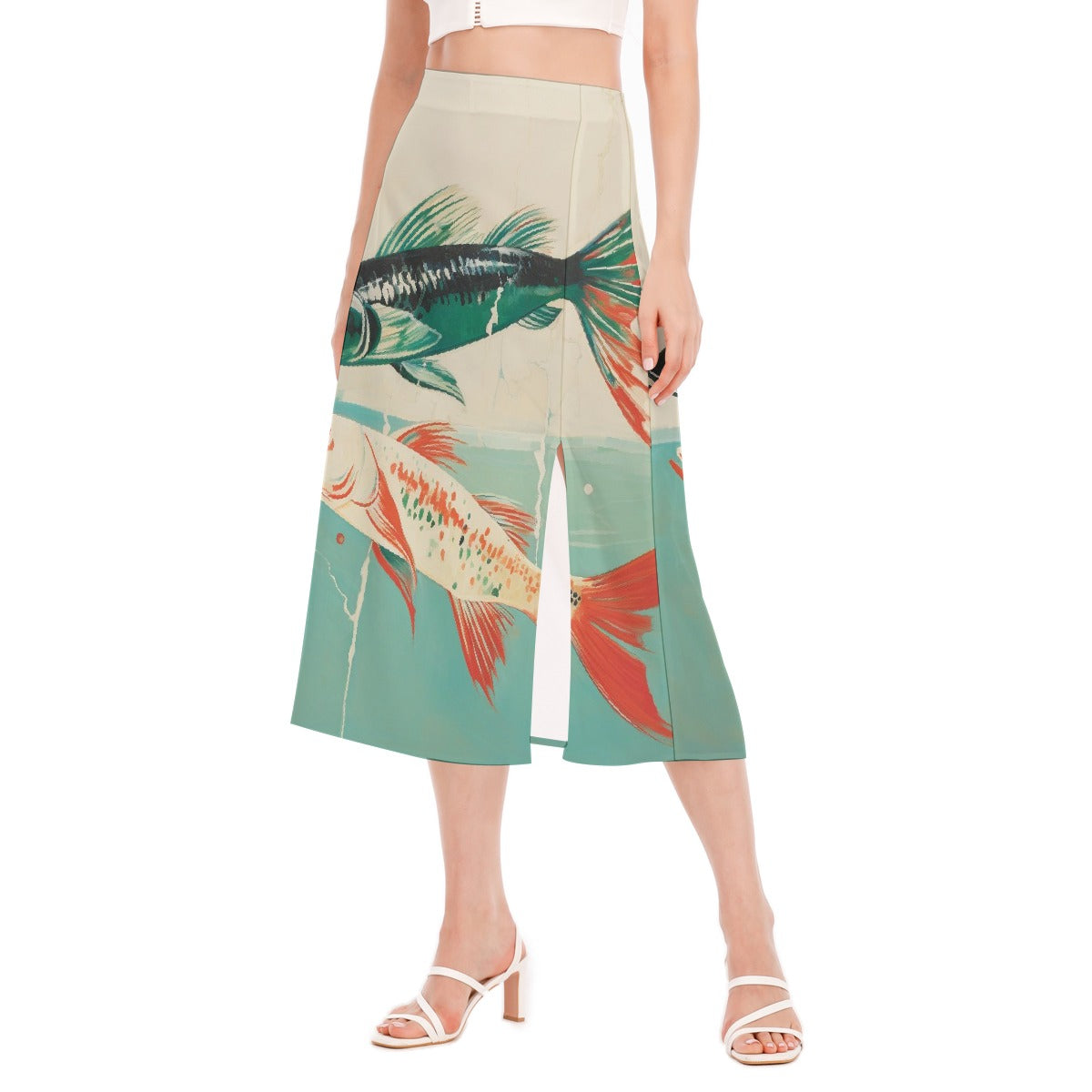 All-Over Print Women's High Slit Long Skirt