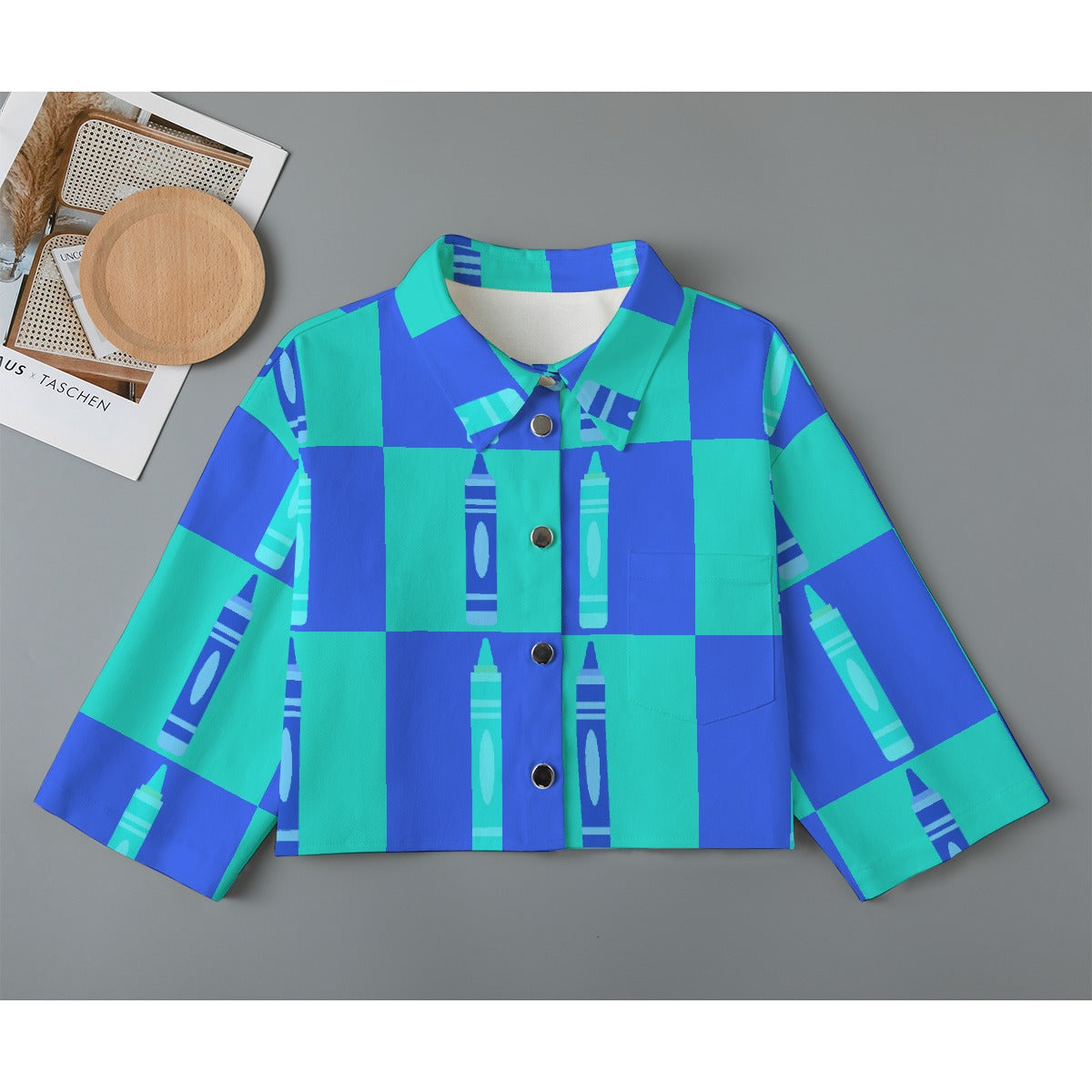 All-Over Print Women's Cropped Jacket | 245GSM Cotton