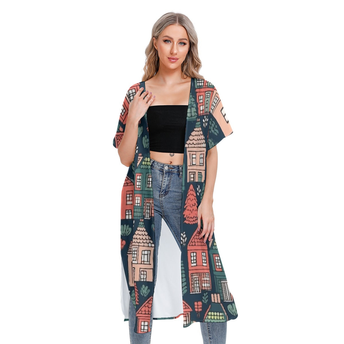 All-Over Print Women's Short Sleeve Cardigan