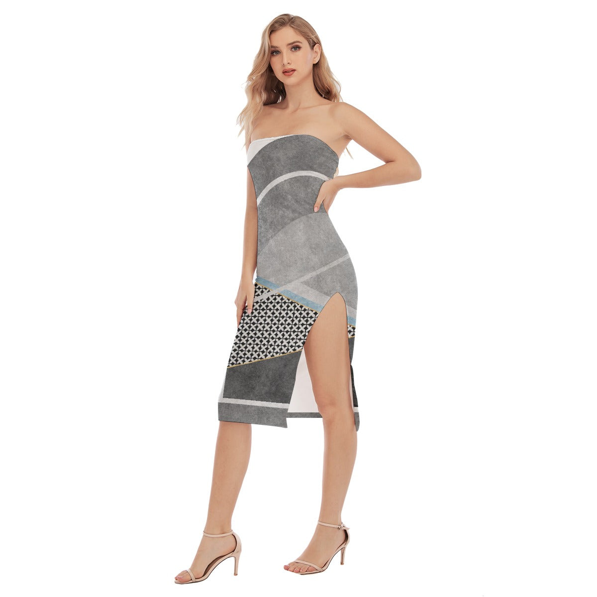 All-Over Print Women's Side Split Tube Top Dress