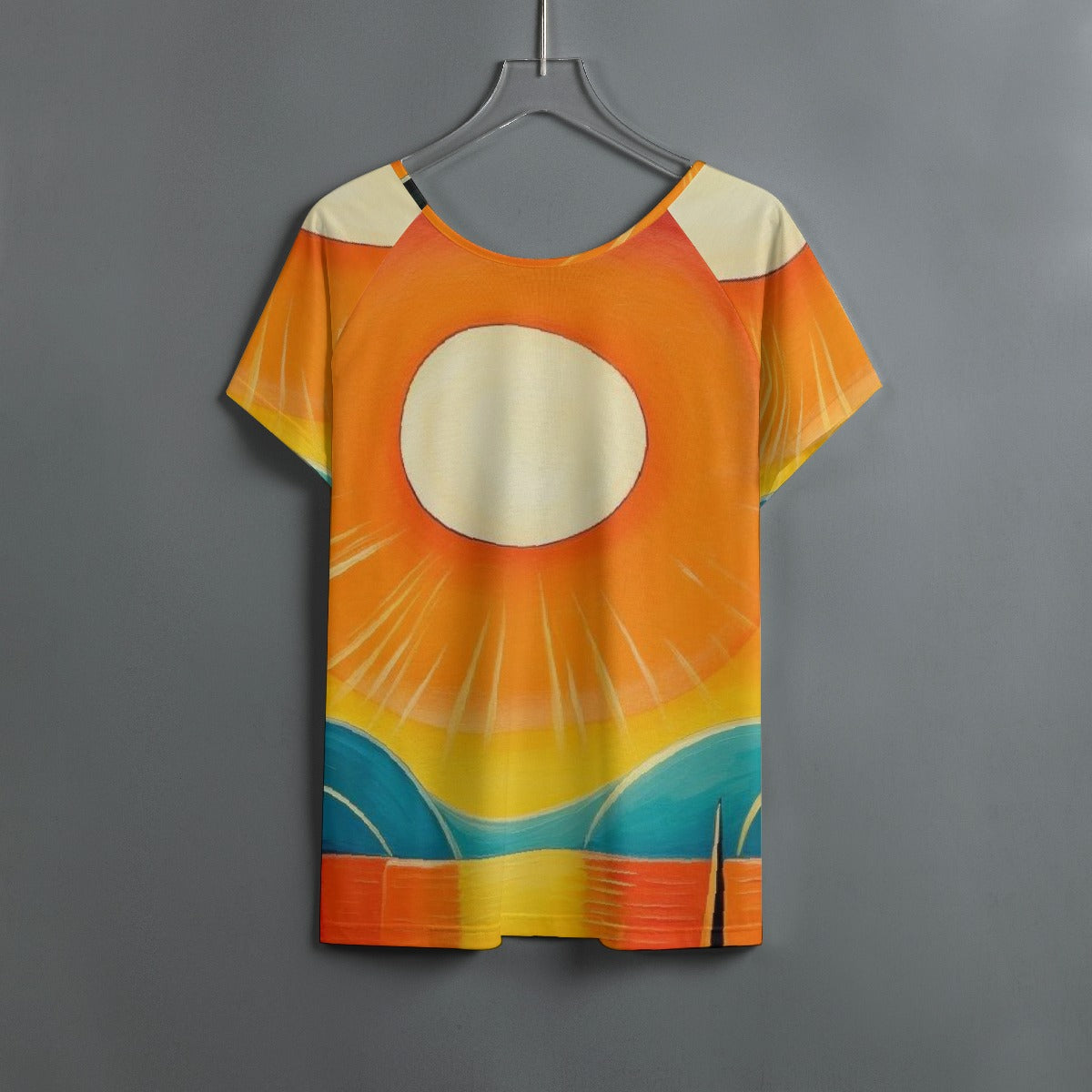All-Over Print Women's Round Neck T-shirt With Raglan Sleeve