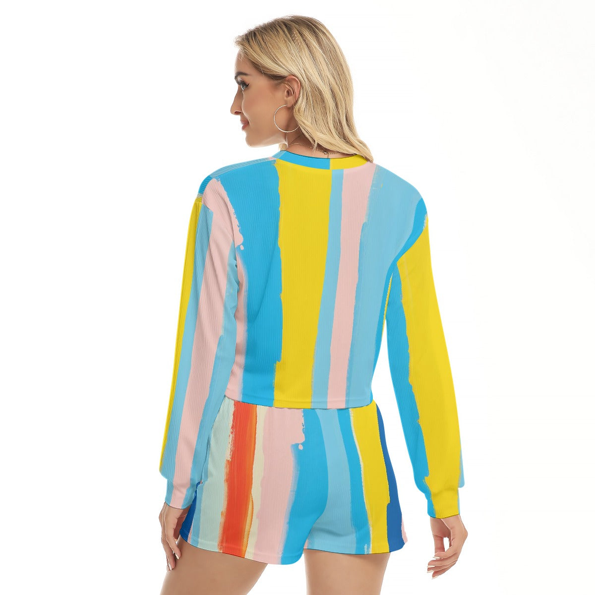 All-Over Print Women's Short Sweatshirt And Pants Suit