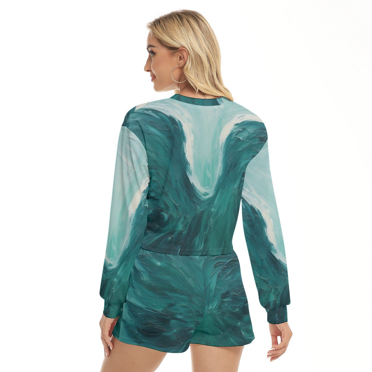 All-Over Print Women's Short Sweatshirt And Pants Suit