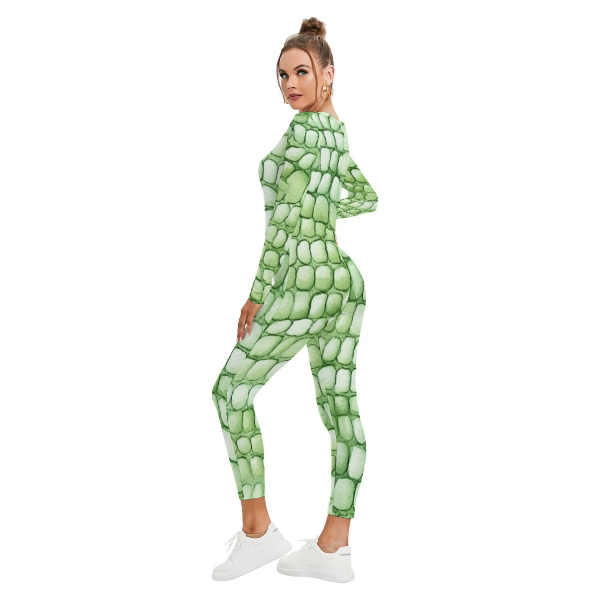 All-Over Print Women's Plunging Neck Jumpsuit
