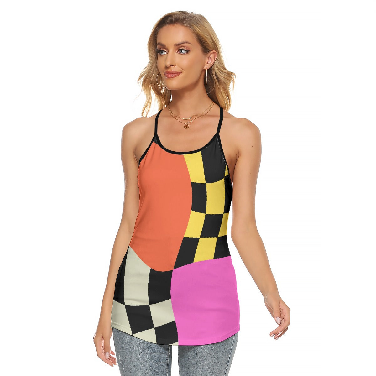 All-Over Print Women's Criss-Cross Open Back Tank Top