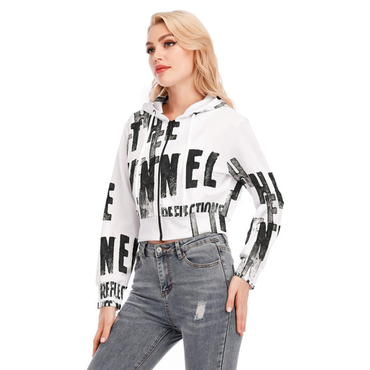 All-Over Print Women's Crop Top Hoodie With Zipper Closure